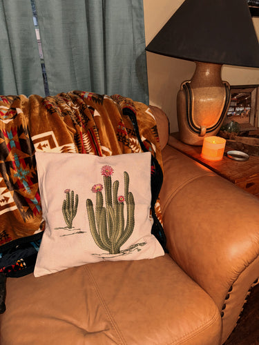 Embroidered cactus pillow cases
