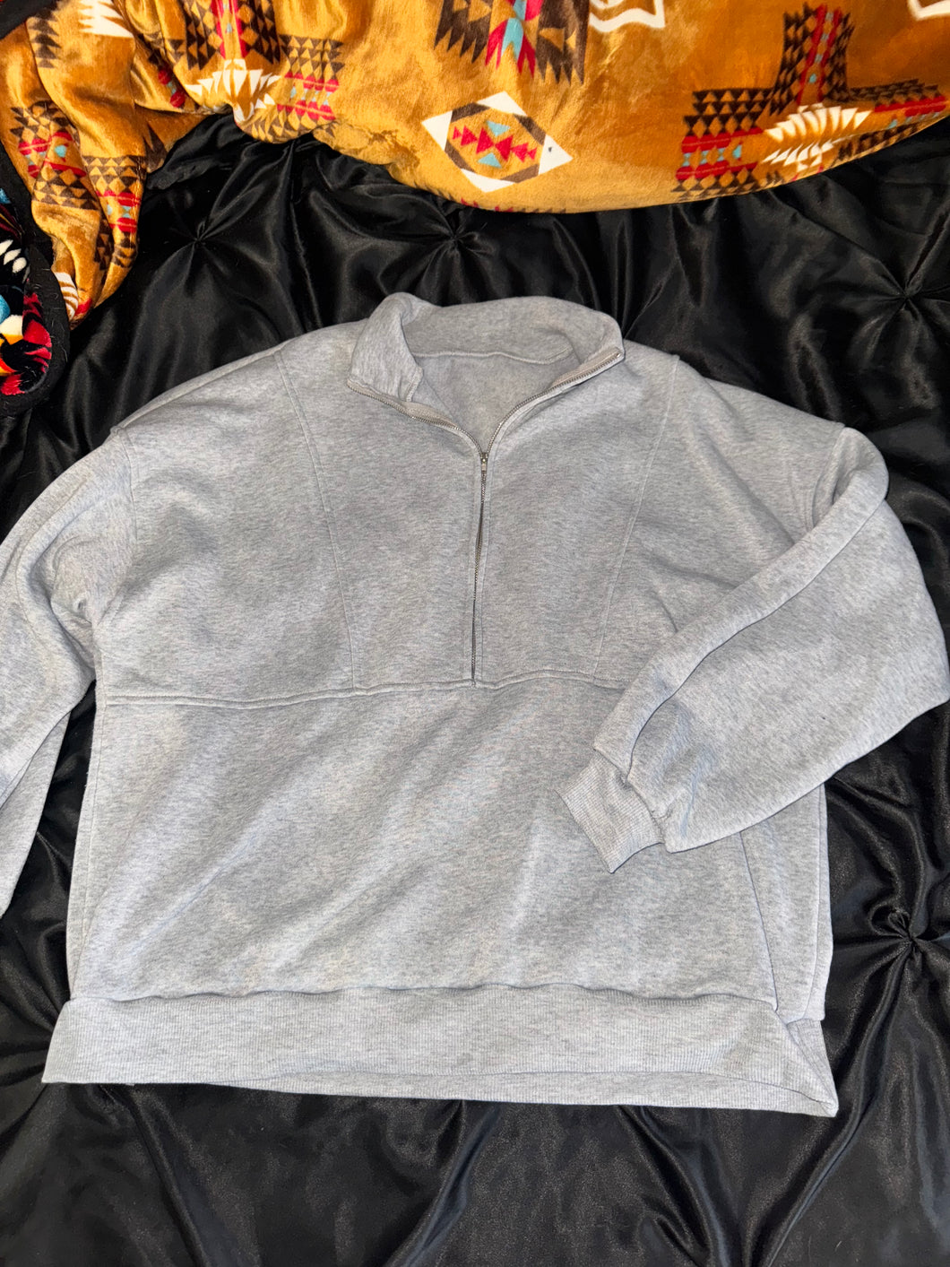 grey zip up sweatshirt