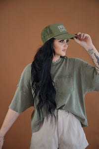 Army green oversized crop