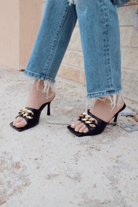 Gold chain heels