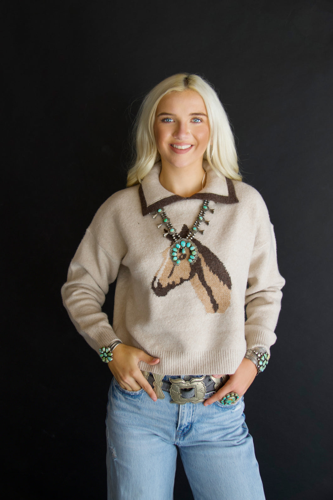 Collared Horse Sweater