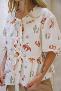 Cowgirl print Bow Top