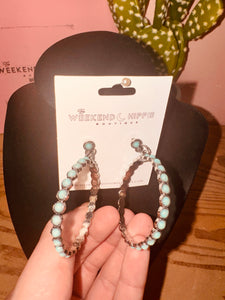 Faux turquoise stud hoops