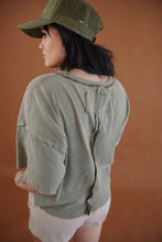 Army green oversized crop