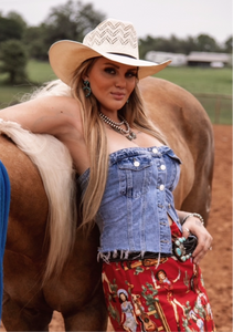 Strapless denim top
