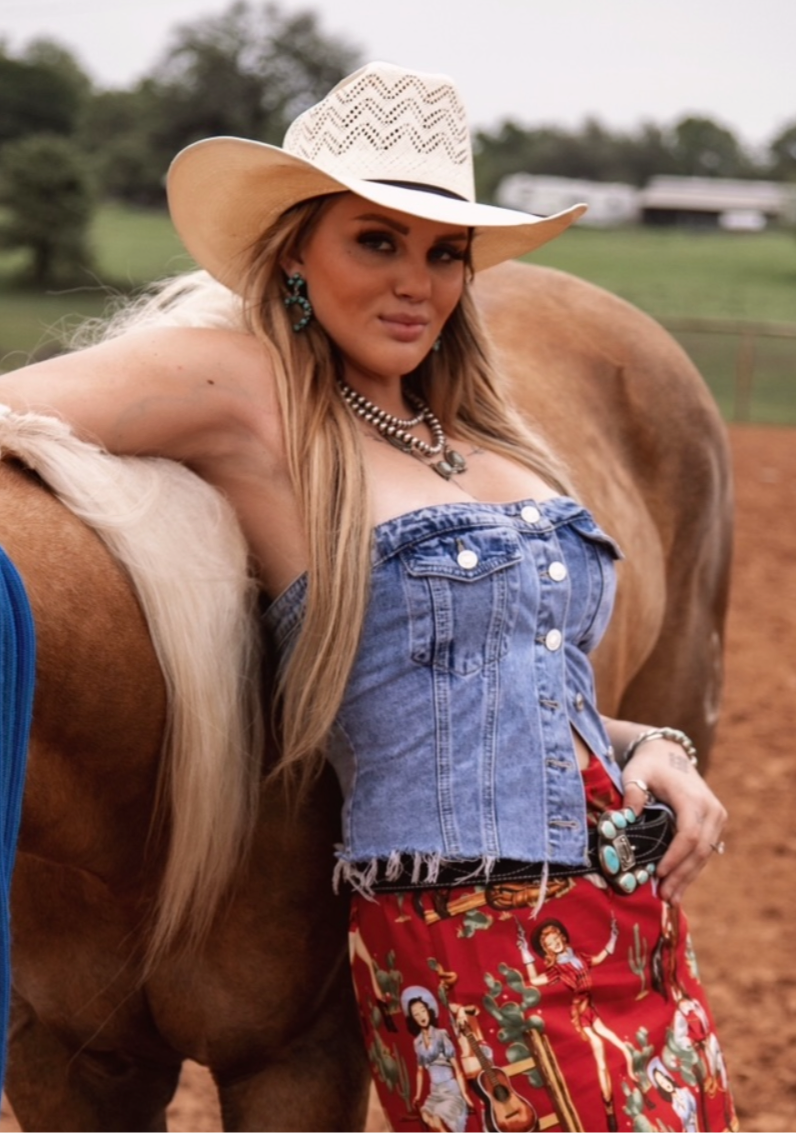 Strapless denim top