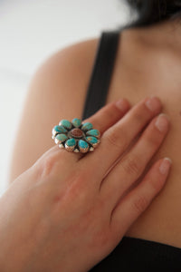 Turquoise and Chocolate moonstone ring