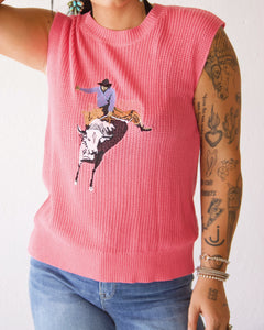 Pink Bullrider sweater vest