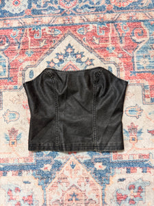 Strapless leather top