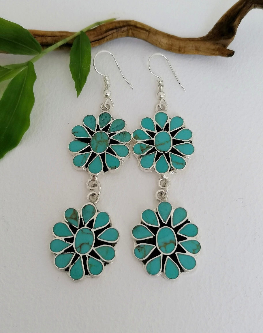 Authentic turquoise squash blossom earrings