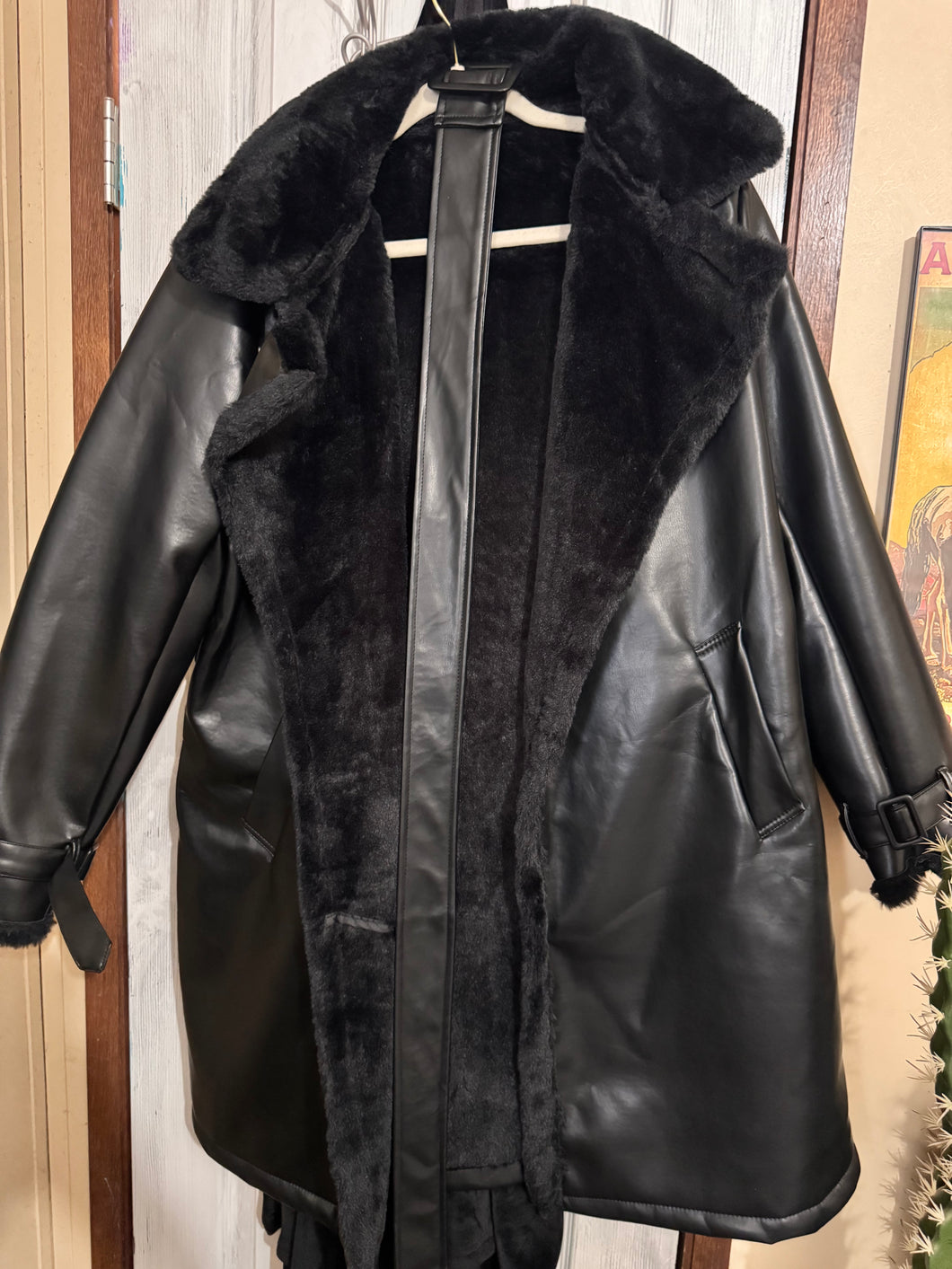 Pleather trench coat