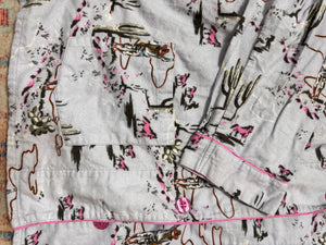 Western print pj top/blouse