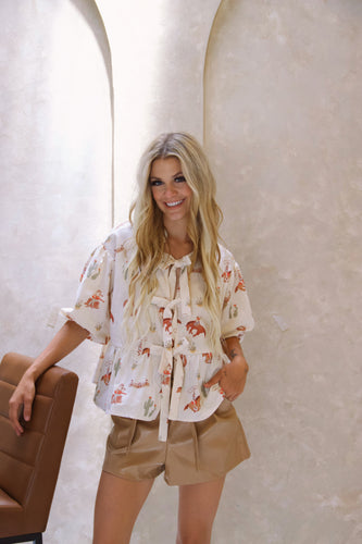 Cowgirl print Bow Top