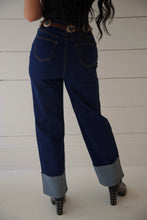 Straight leg high rise cuffed jeans