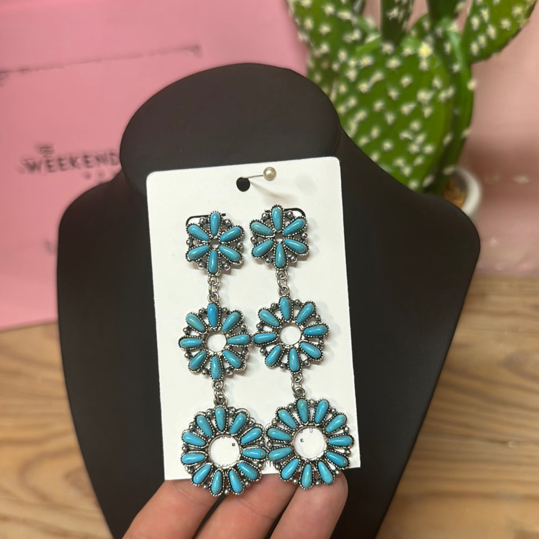 Faux Turquoise triple dangle earrings