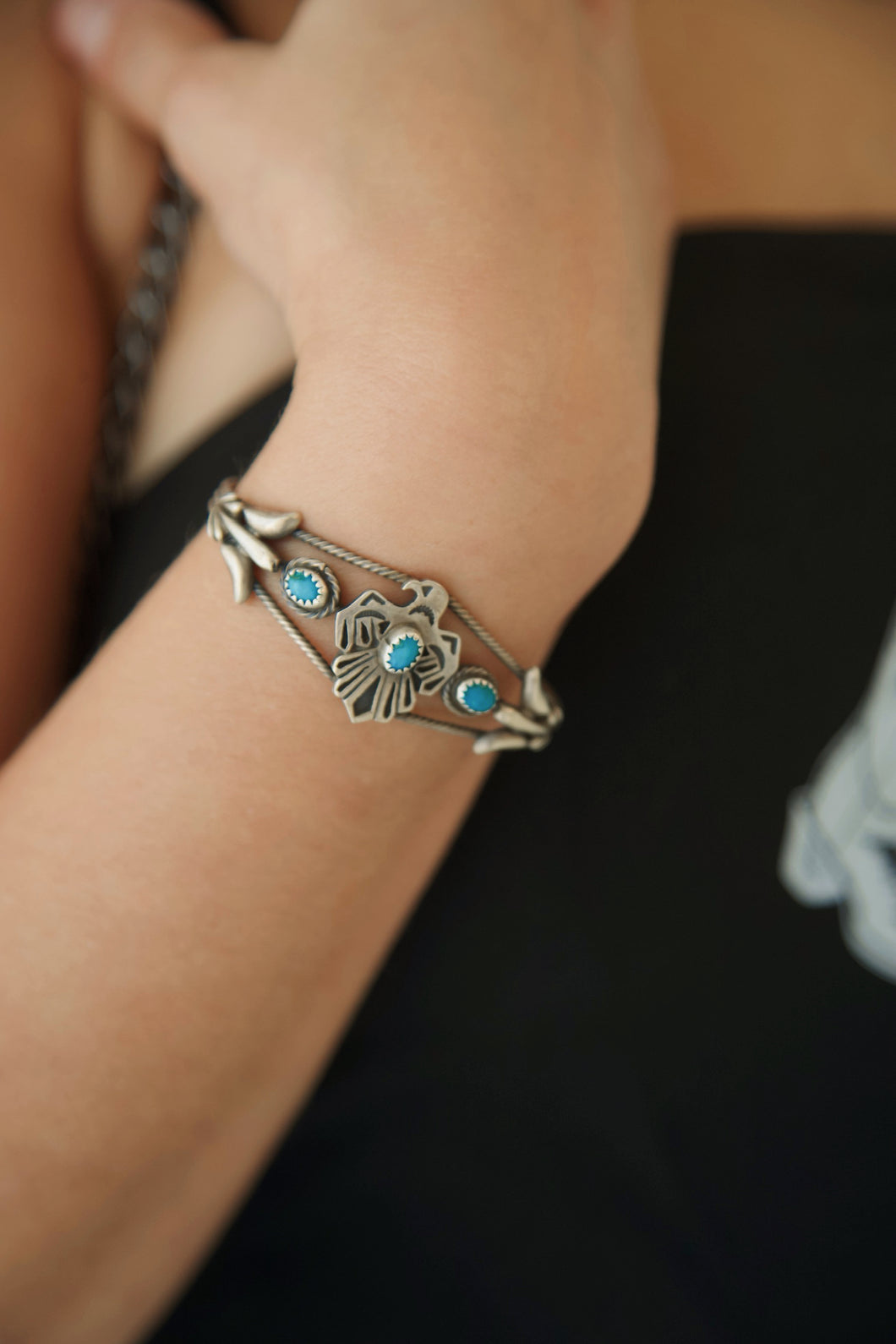 Turquoise thunderbird cuff