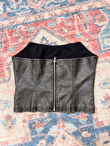 Strapless leather top