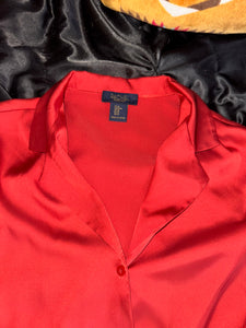 Satin button down shirt