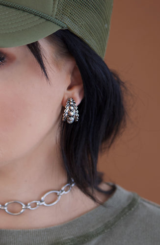 Silver studded hoops