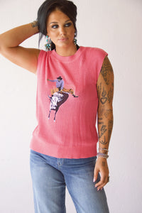 Pink Bullrider sweater vest