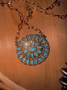 Faux turquoise and gold necklace