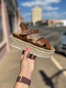 Brown Strappy Wedges